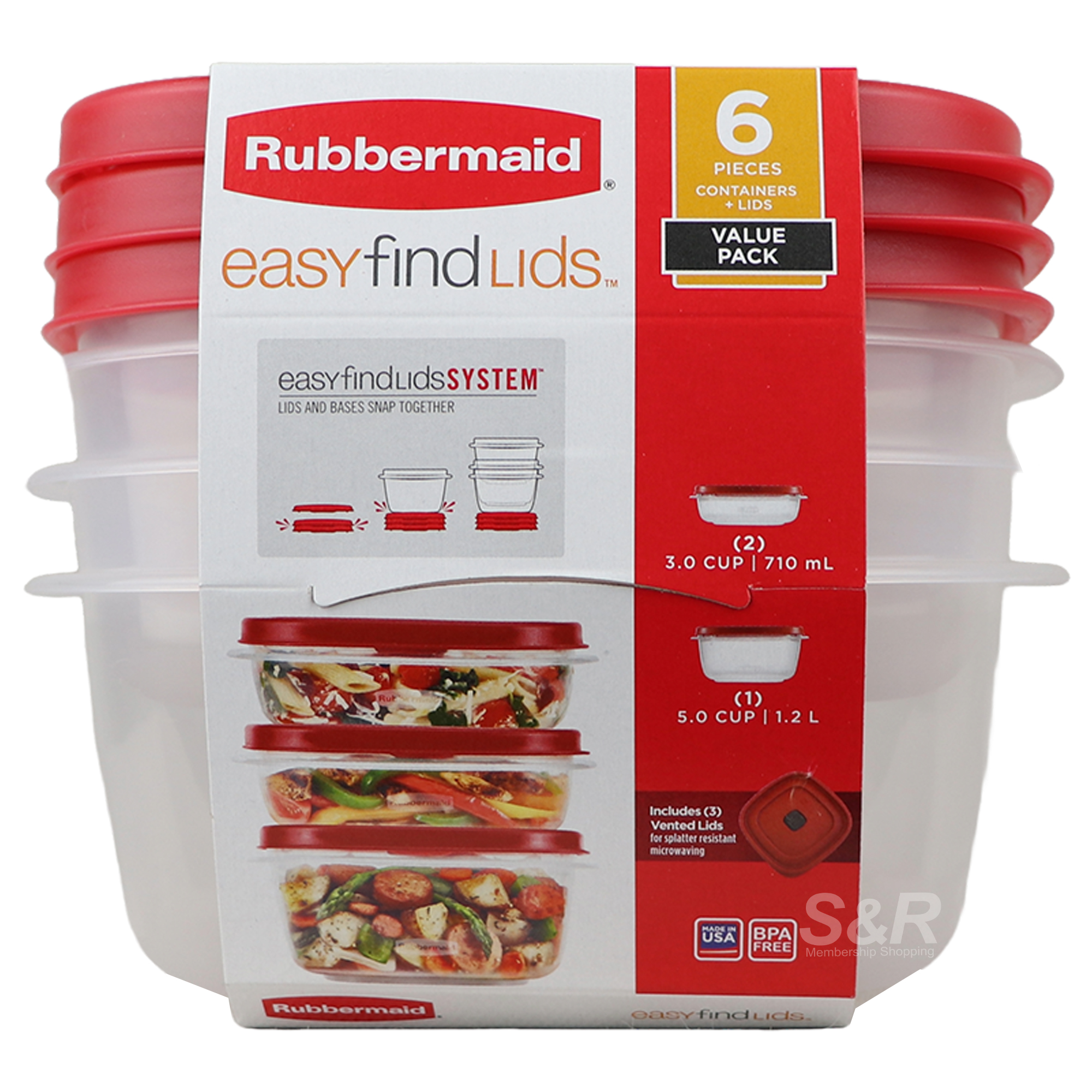 Rubbermaid Easy Find Lids System Square Container 6pc set